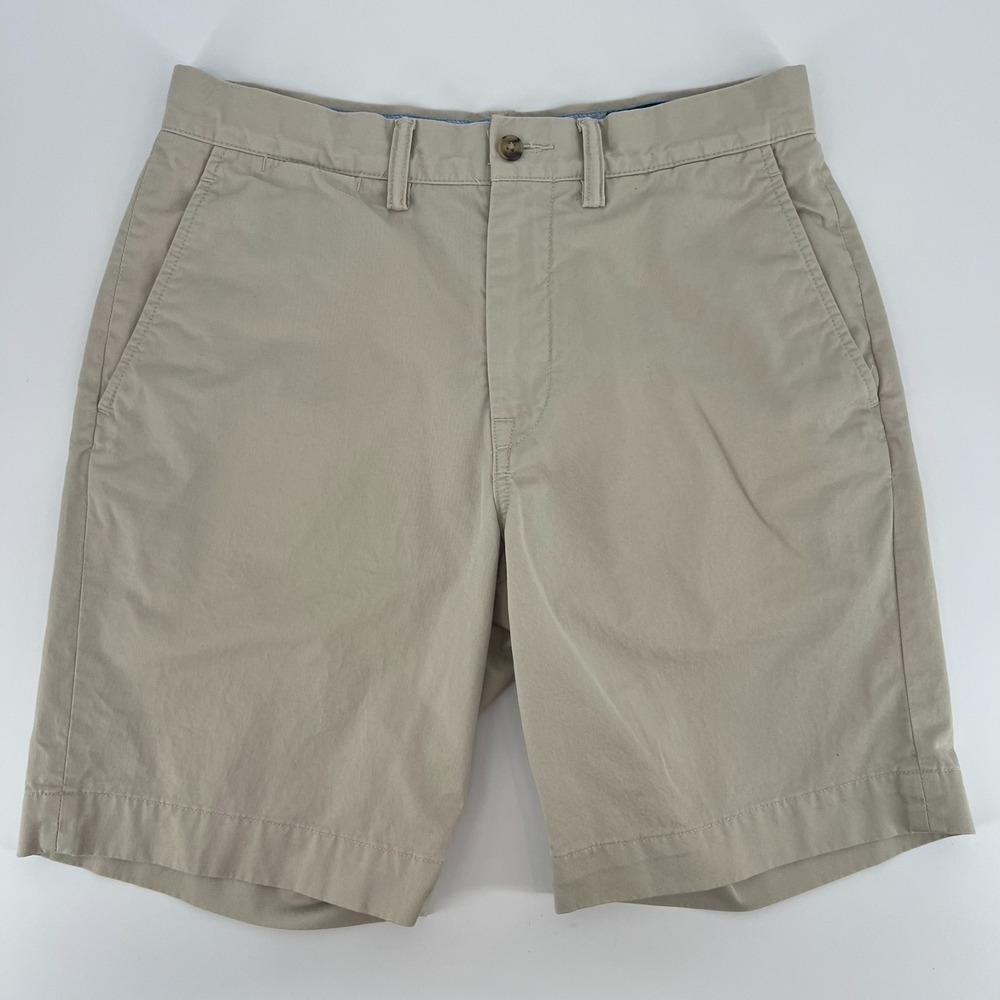 POLO RALPH LAUREN Chino Khaki Shorts Men's Sz 30 Classic 9" Inseam Flat Front